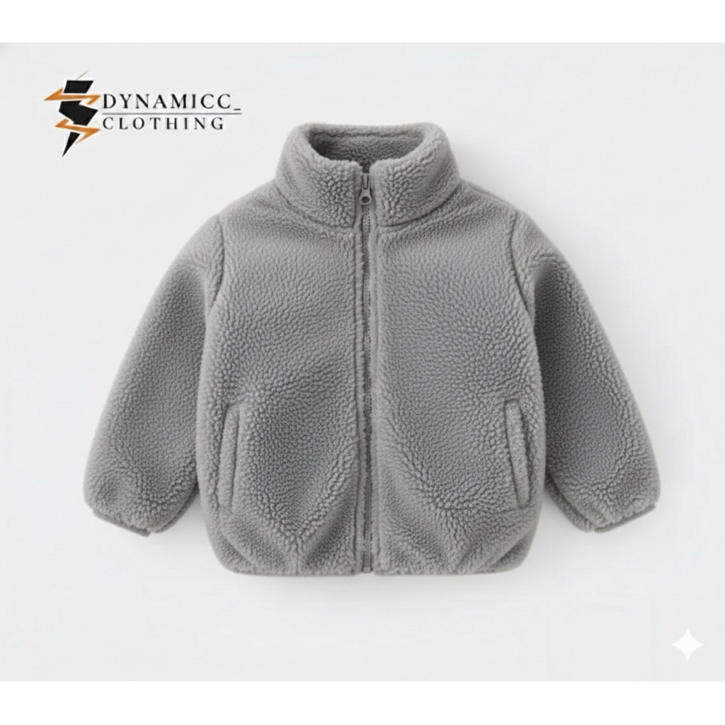 Jaket Bulu Sherpa Anak Model Kerah Resleting | Jaket Anak Bulu Sherpa Musim Dingin