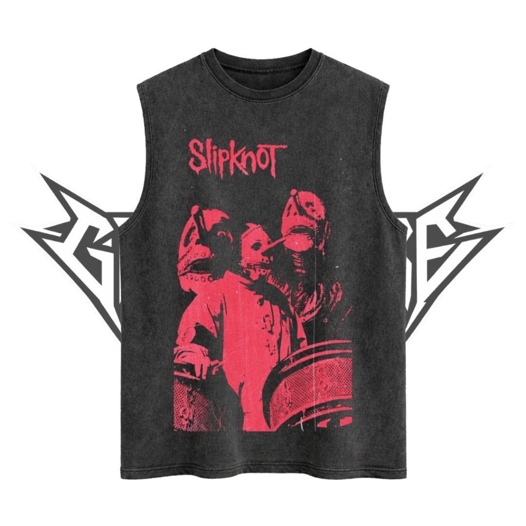 Glatosphere "Slipknot" Sleeveless Oversized T-Shirt | Stone Wash | Kaos Oversize | Vintage | Atasan