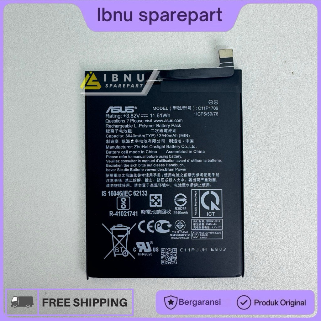 Baterai batre Asus zenfone live L1 / Za550kl / X00RD C11P1709 original