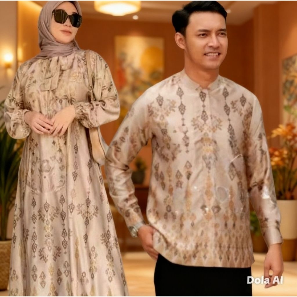 GAMIS COUPLE MAXMARA BAJU DRESS WANITA MUSLIM HIJAB OUTFIT LEBARAN KONDANGAN