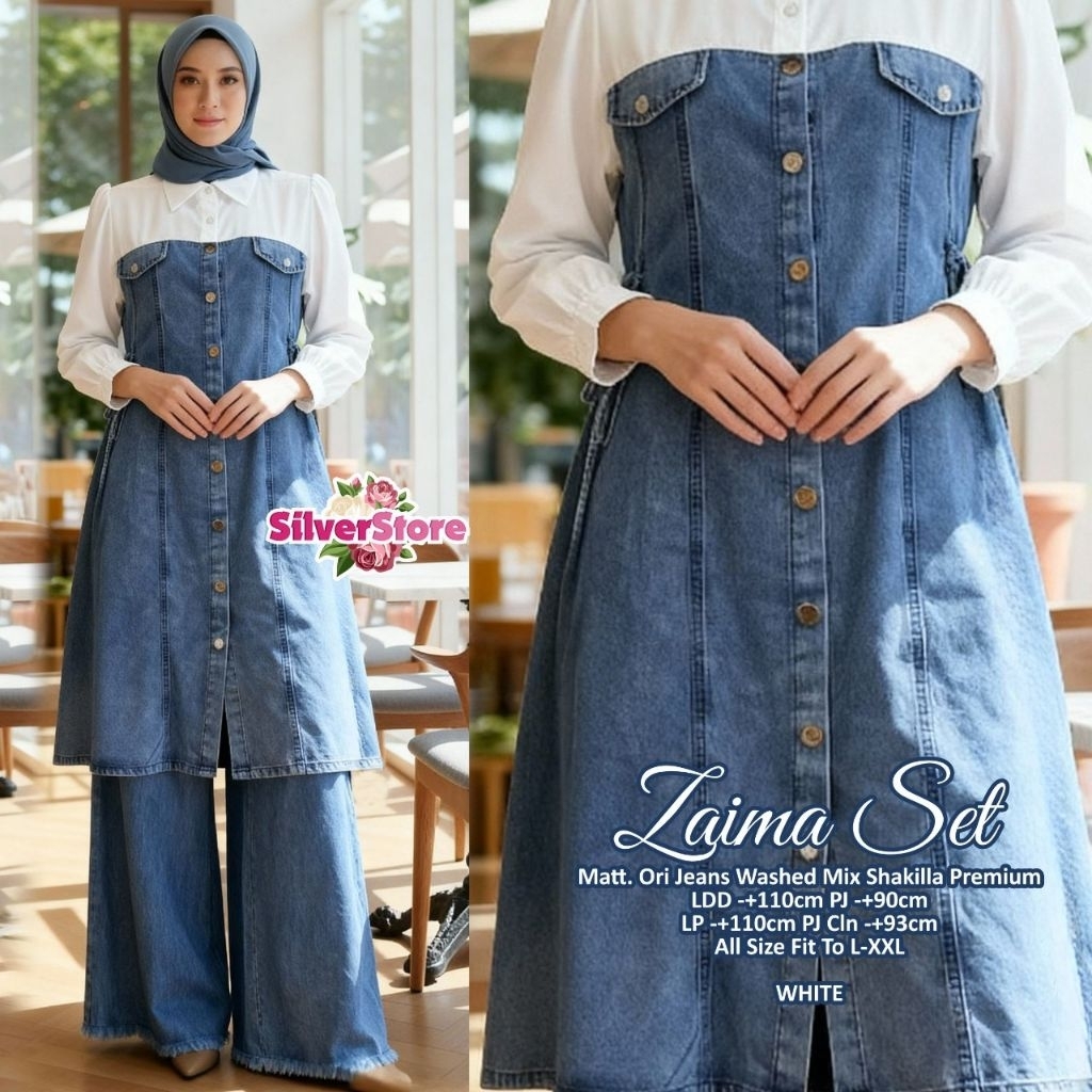 Setelan ZAIMA SET jeans washed premium mix shakila premium