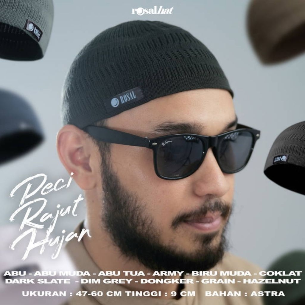 Peci Rajut Hujan Rosal | Peci Pria| Peci Dewasa | Peci Muslim | Peci Rosal