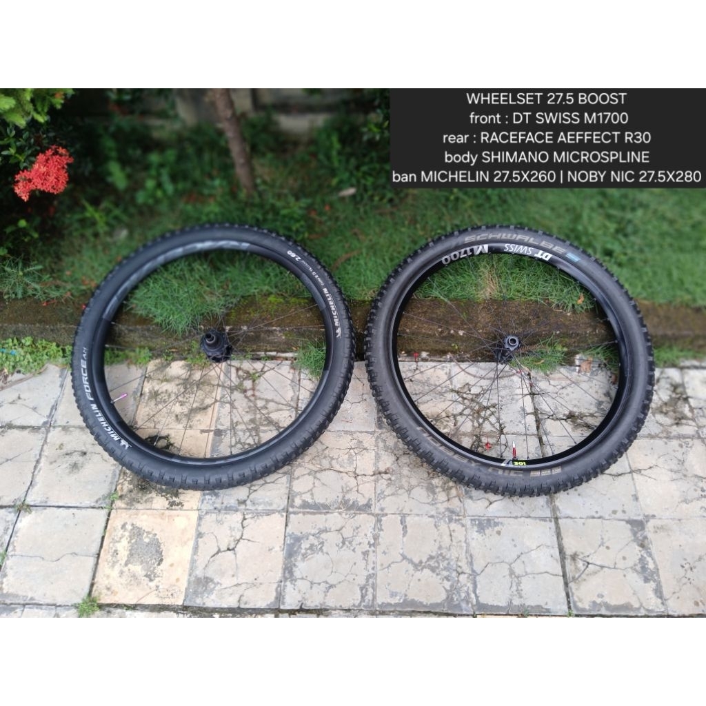 dt swiss M1700 raceface aeffectR30 wheelset 27.5 boost sepeda mtb enduro free ban michelin dan noby 