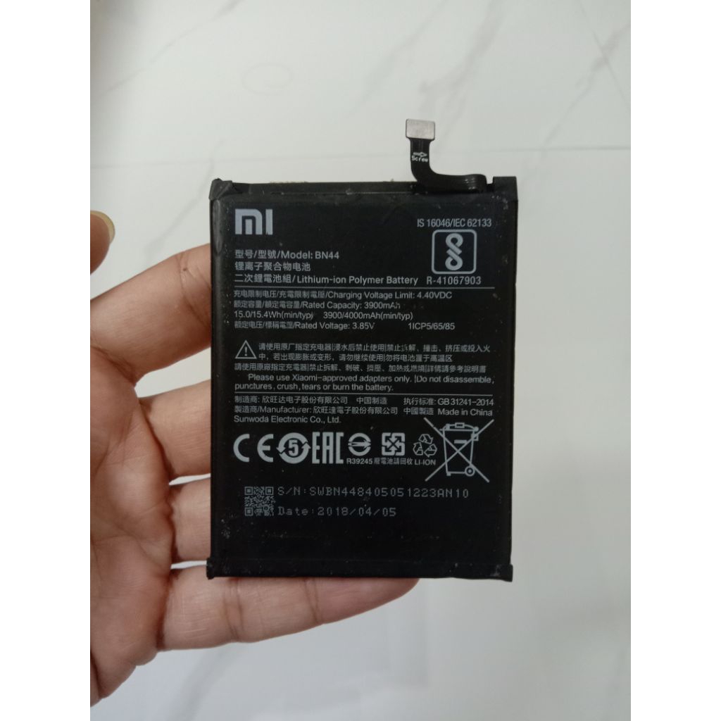 Batre BN44 Redmi 5 Plus Original Copotan