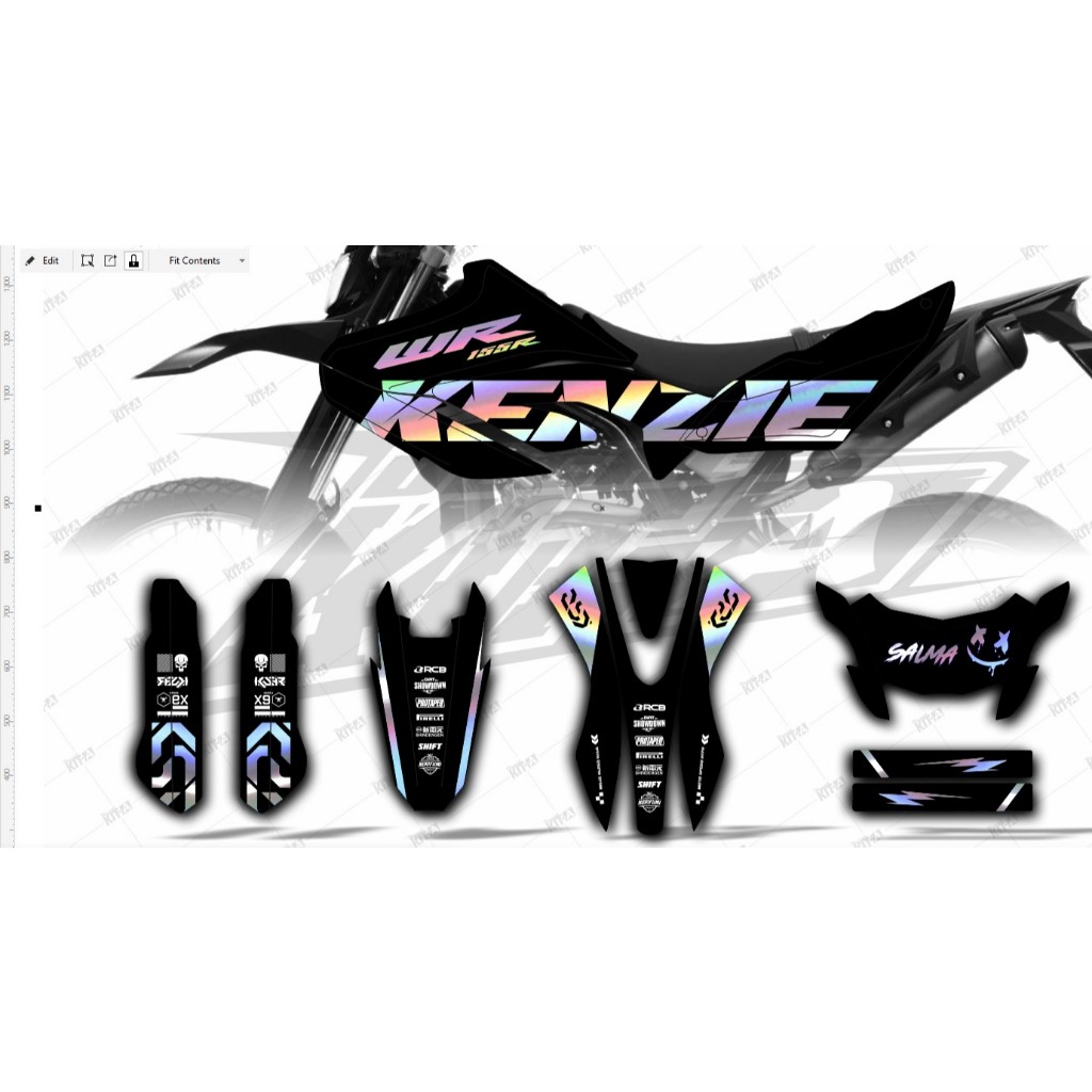 Decal Stiker Yamaha WR 155 Dekal Stiker Variasi Striping Custom Fullbody Gold Black