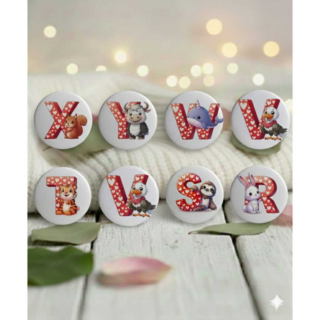 Annasya Collection Pin Bros Press Pin cat Huruf  25mm / bros tas ransel brooche alphabet bros huruf 