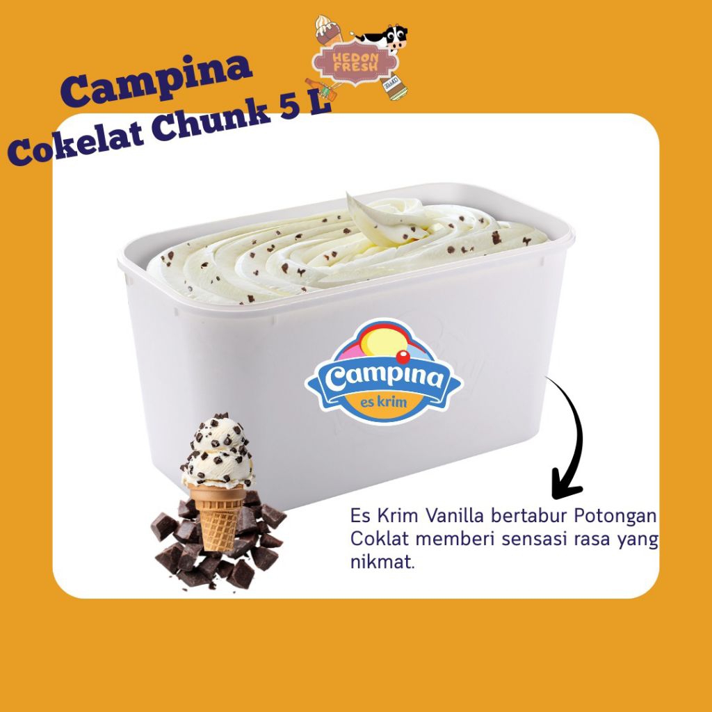 Ice Cream Campina Cokelat Chunk 5 Liter - Cabang Bandung