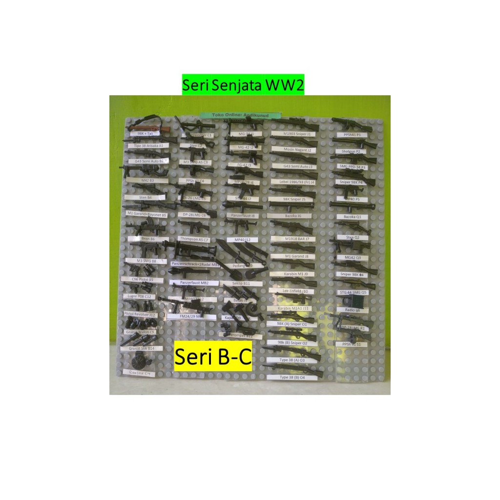 Mainan rakit edukatif sejarah Perang Dunia WW2 Kar98 dan tali