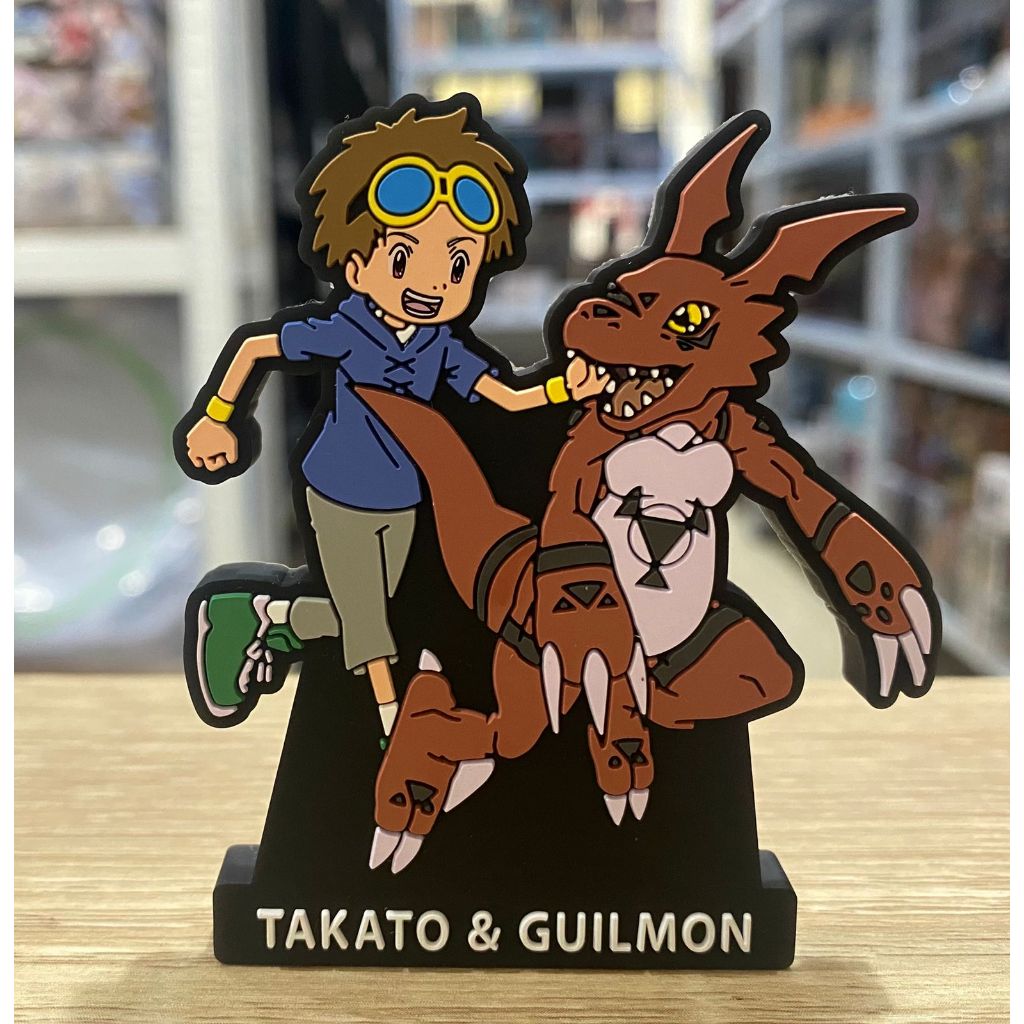 BANDAI ICHIBAN KUJI DIGIMON TAMERS STANDEE RUBBER TAKATO & GUILMON