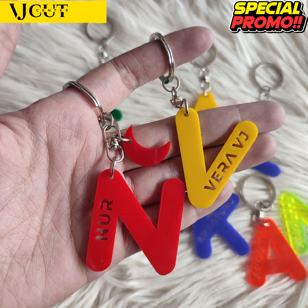 GANTUNGAN KUNCI CUSTOM / GANTUNGAN KUNCI AKRILIK WARNA WARNI / CUSTOM NAMA-VJCCC