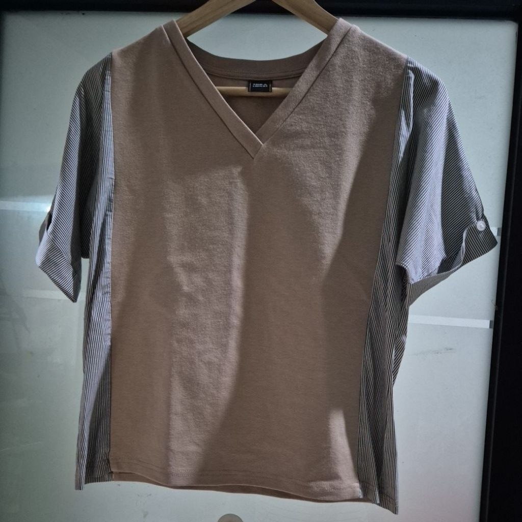 atasan blouse wanita iora kombinasi kaus dan bahan