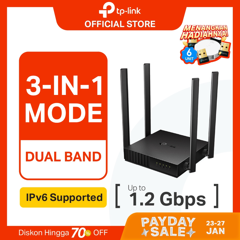 TP-Link Archer C64 | AC1200 WiFi 5 Router | Wireless | Dual Band | Gigabit | Easy Mesh | Archer C54