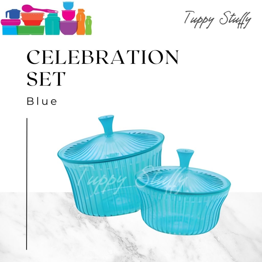 Celebration set (2) - Blue Tupperware | toples cystal tupperware / toples lebaran viral ori
