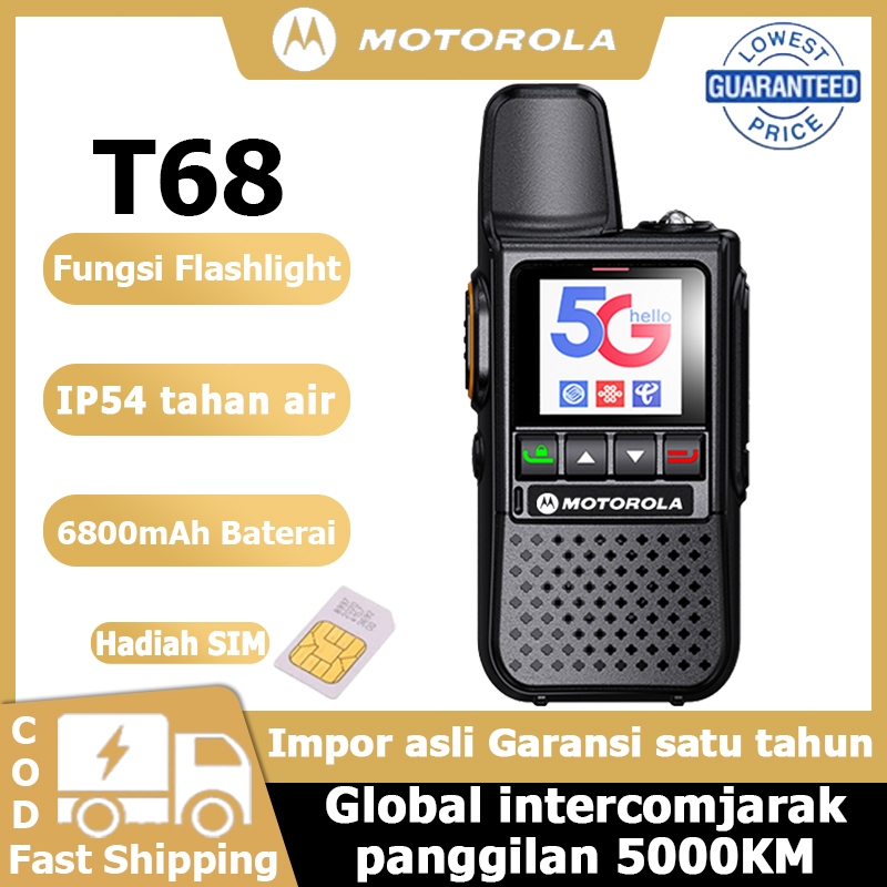 [SIM gratis selama 1 tahun] HT POC Walkie Talkie T68 Global 5G/WiFi Jarak jauh 5000KM Obrolan Grup M