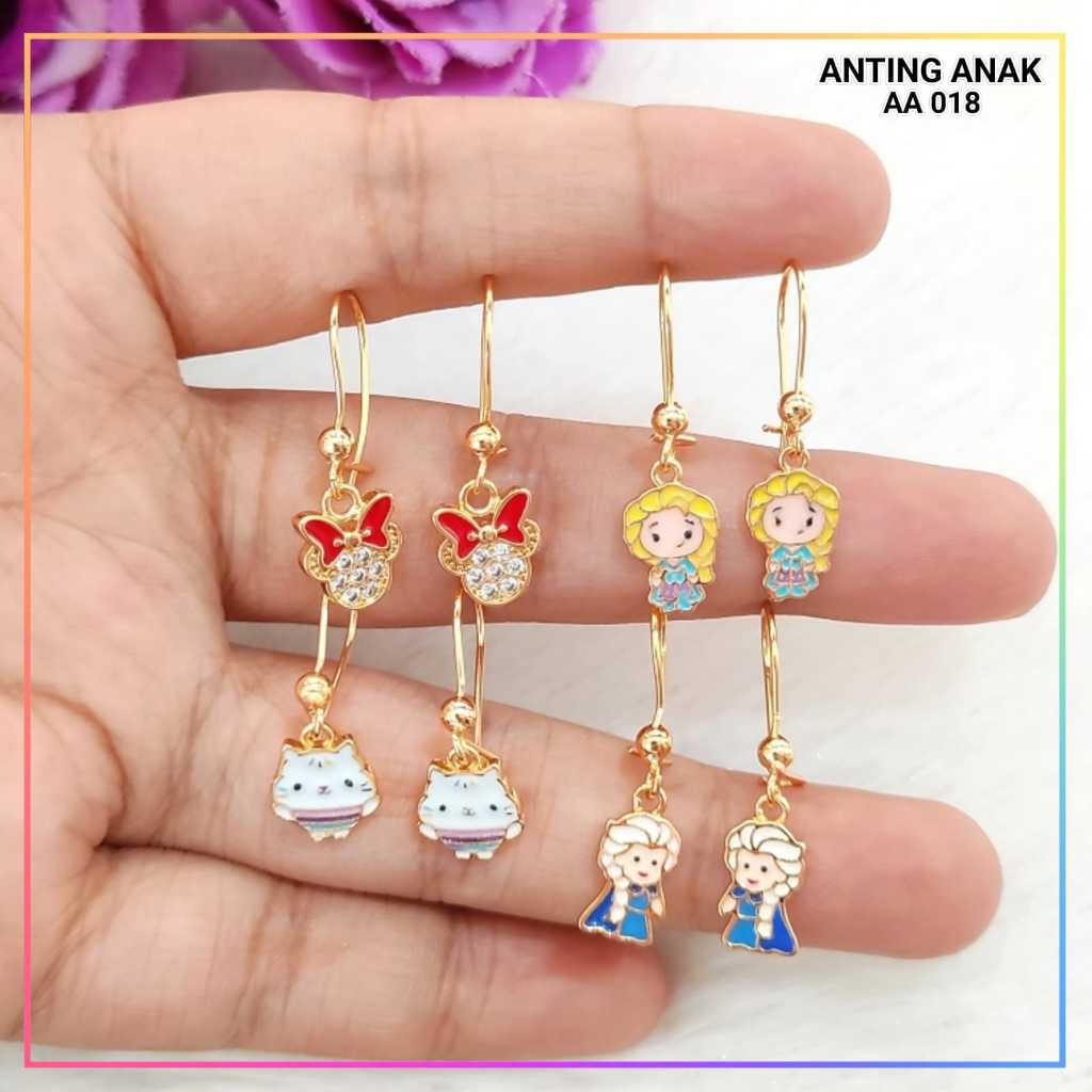 Cute Jewelry Anting Anak Terbaru Frozen Perhiasan Emas 18k Lapis Emas  AA 018
