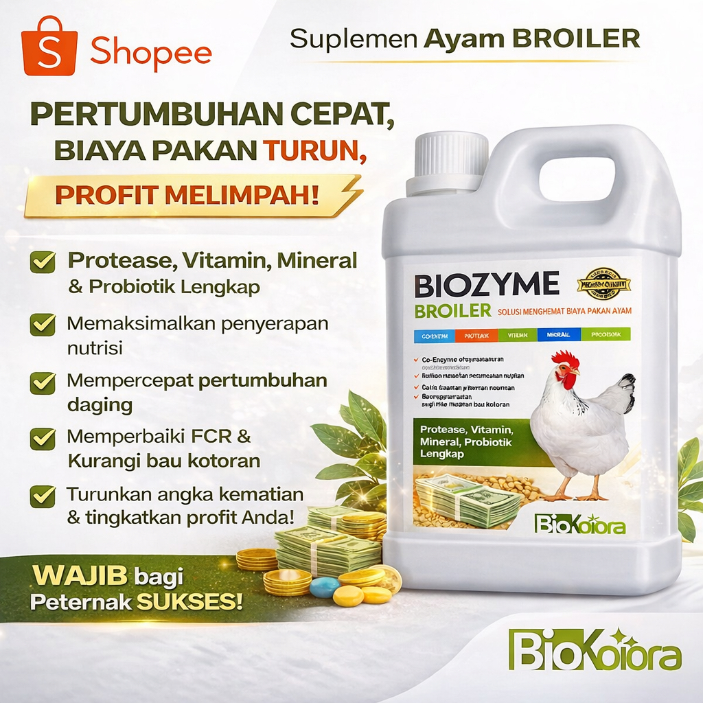 BIOZYME BROILER PENGGEMUK TERNAK MENJAGA DAYA TAHAN TUBUH STAMINA ANTIVIRUS MENGURANGI BAU KOTORAN U