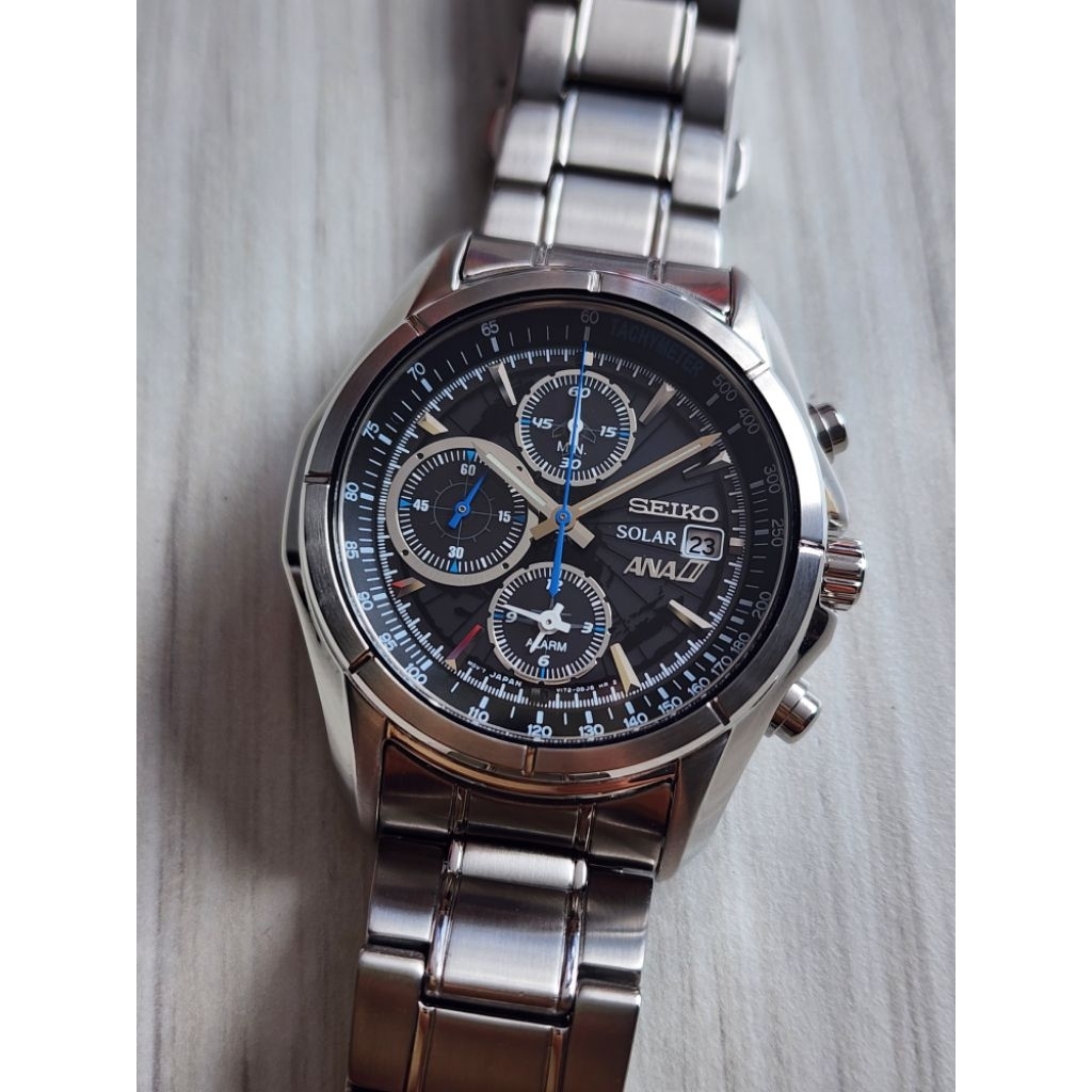 Seiko ANA JDM Solar Chronograph Cal.V172 SZTR007 Mulus Like New Fullset RARE