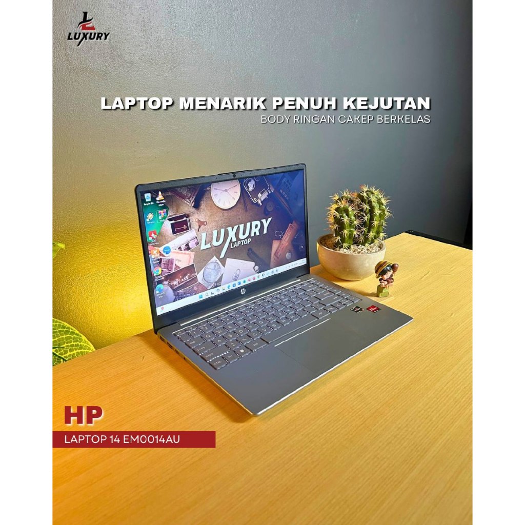 LAPTOP HP 14 EM0014AU SLIM RYZEN 3 RAM 8GB SSD 512GB BACKLIGHT SECOND