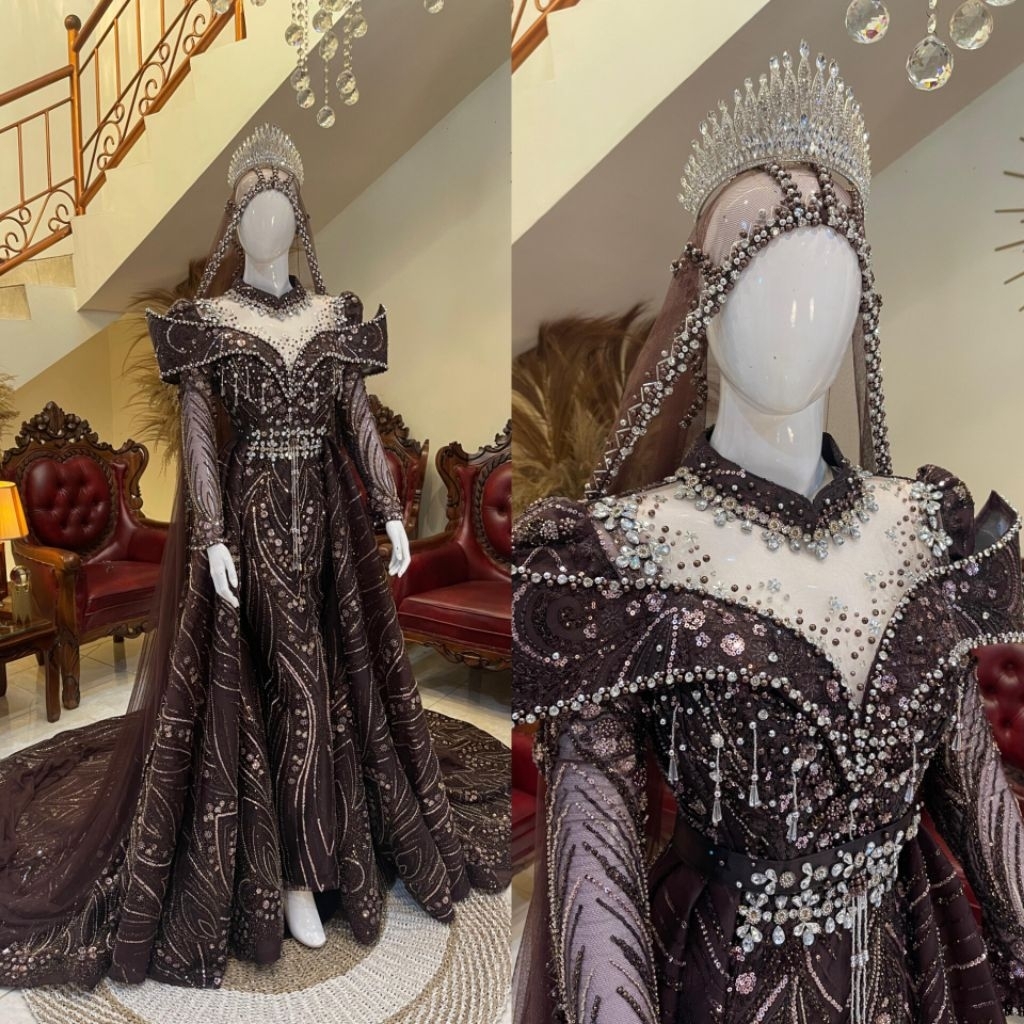 Gaun pengantin slim ekor | Gaun pengantin wedding | Gaun pengantin slim full payet | Gaun pengantin 