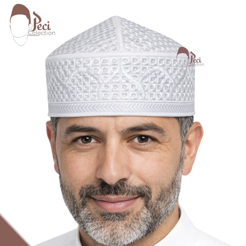 Peci Kopyah Pakistan Putih Motif Mosque Terbaru