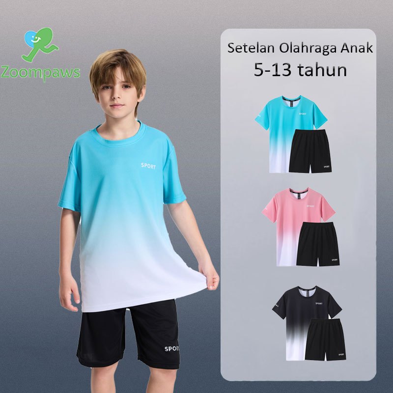Setelan Olahraga Anak Laki-Laki Jersey Badminton Running Lengan Pendek Celana Pendek Tinggi 110-150c
