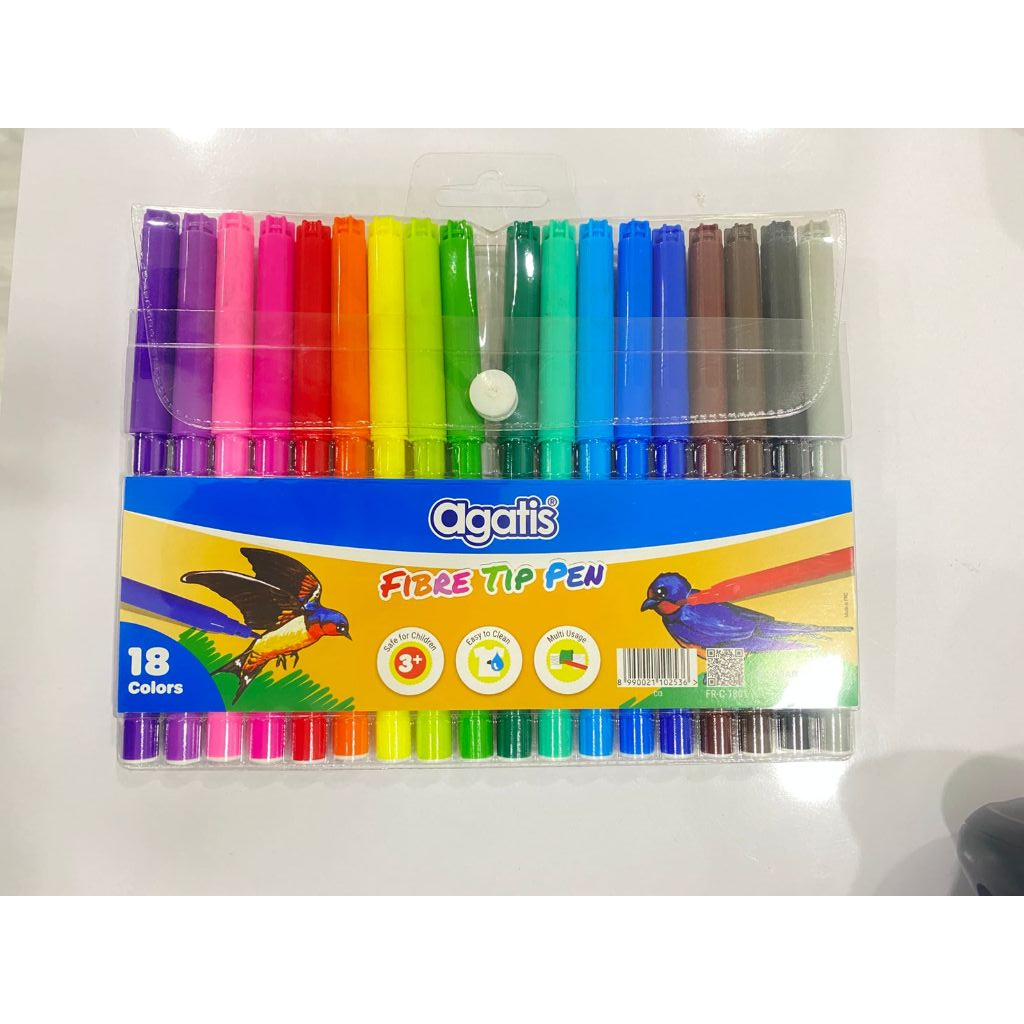 AGATIS Spidol 18 Warna | Spidol Warna Lengkap untuk Sekolah & Menggambar