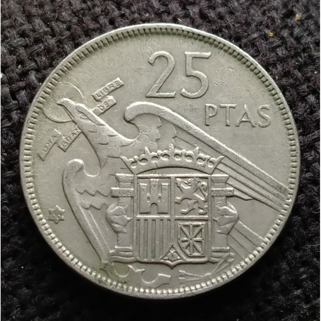Koin Kuno Spanyol 25 Pesetas tahun 1957