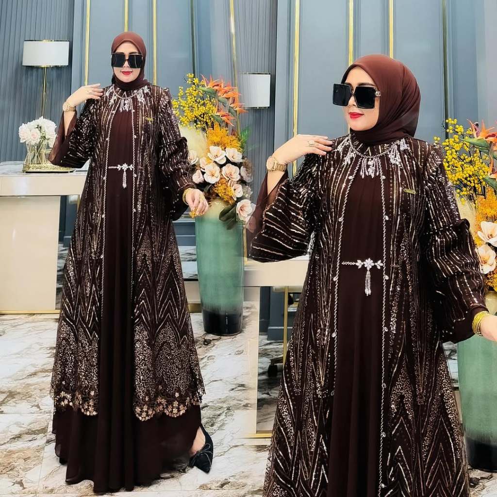 NEW Valentina Dress Gamis Lebaran Wanita Terbaru 2026 Dress Rompi Terbuka Menyatu Ukuran Jumbo Dress