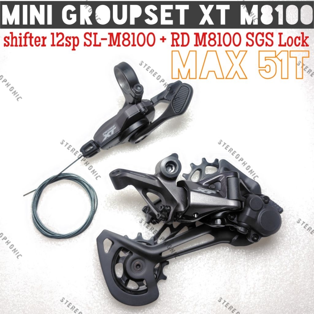 Loosepack NEW NEW Mini Groupset XT 12SPEED M8100  Shifter RD SGS XT M8100 (Max 51T) Shifter Kanan 12