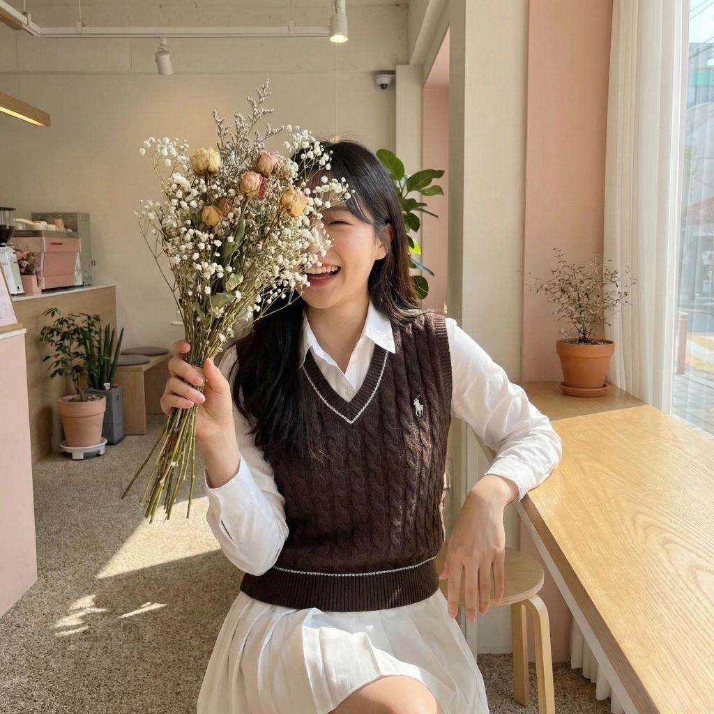 Vest Rajut Wanita Korean Style YZ PL Bahan Halus dan Adem Rompi Vintage Pria dan Wanita Warna Black 