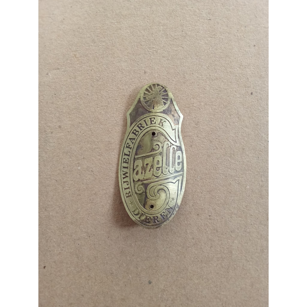 Emblem Plat Merk Sepeda Onthel Gazelle Heren Kuningan Seri tua