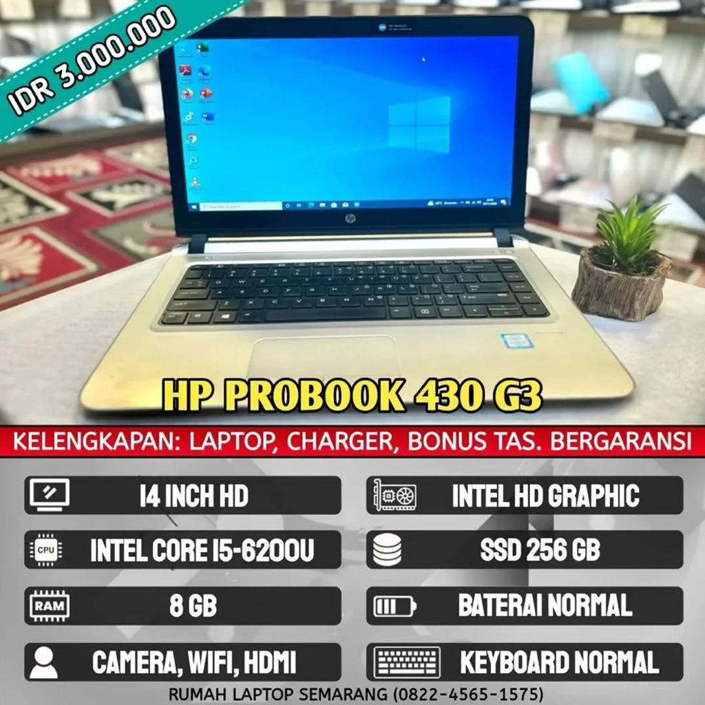 Laptop HP Probook 430 G3 (second). Intel Core i5-6200U. RAM 8 GB . SSD 256 GB