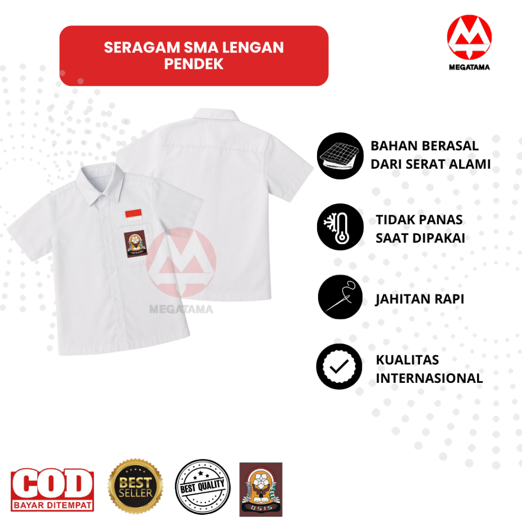 BAJU SERAGAM SMA LENGAN PENDEK MURAH | BAJU SERAGAM SMA LAKI - LAKI BAHAN PREMIUM