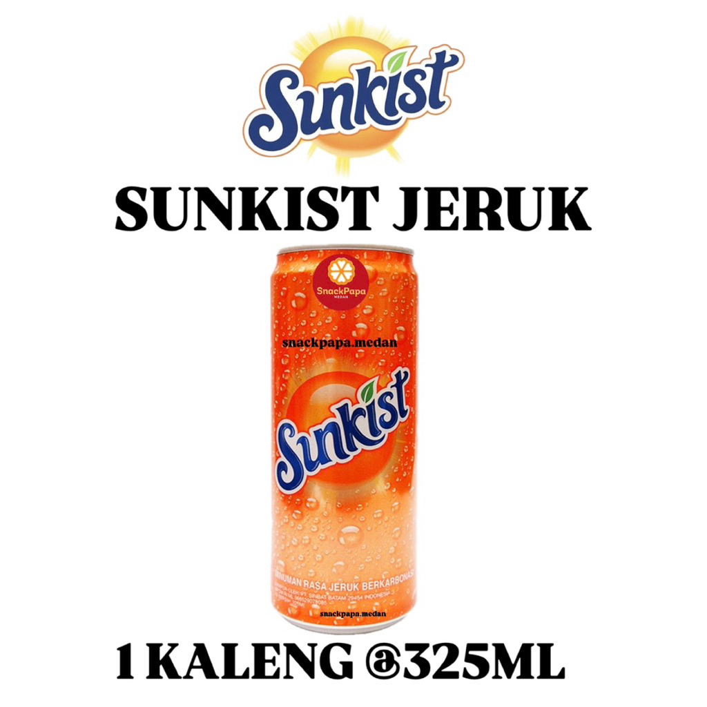 SUNKIST JERUK KALENG [1 KALENG @325ML ] | MINUMAN RASA JERUK BERKARBONASI | SUNKIST KALENG | SUNKIST