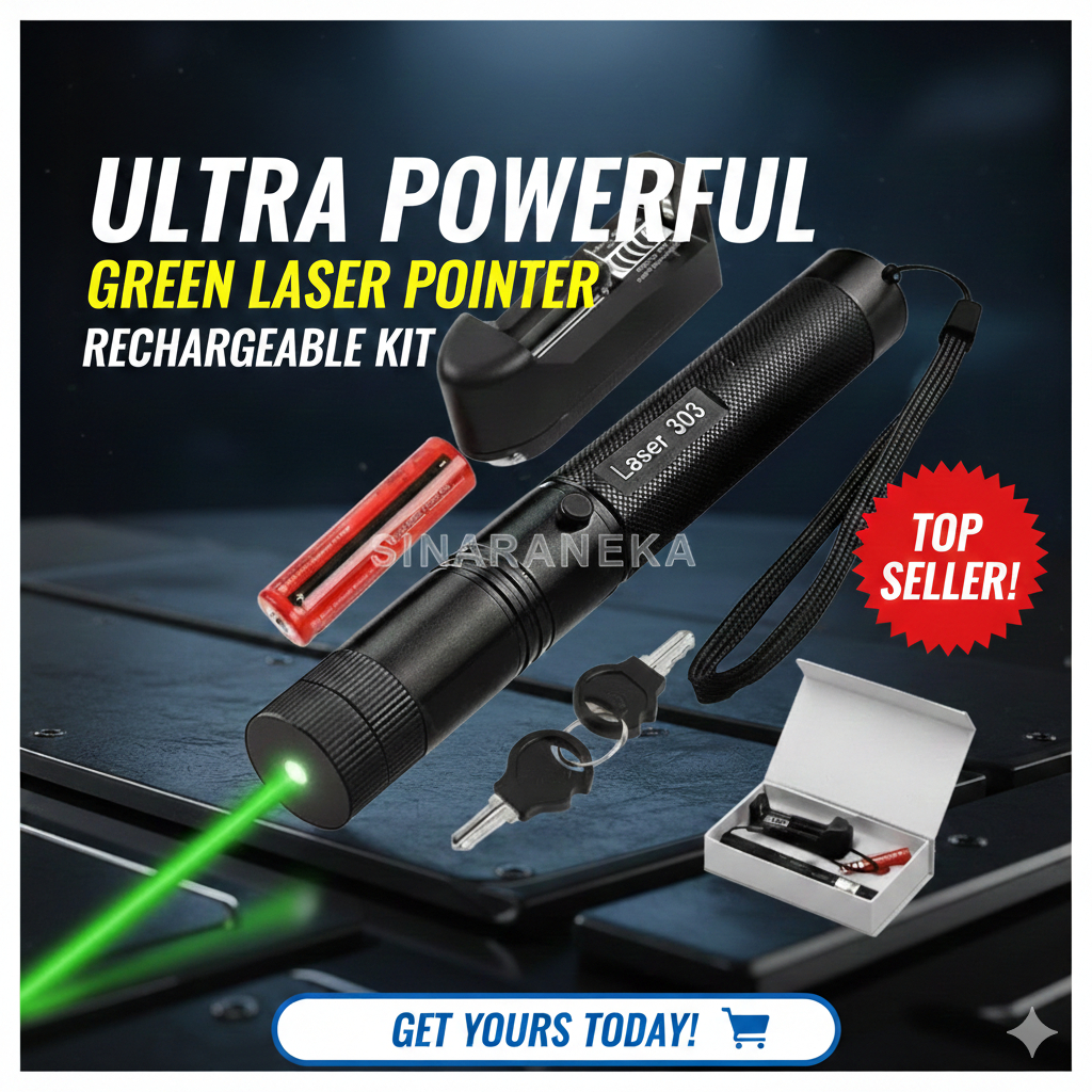 Green Laser hijau free batrai,kunci dan box, Pointer Lampu laser penunjuk laser hijau berkekuatan ti