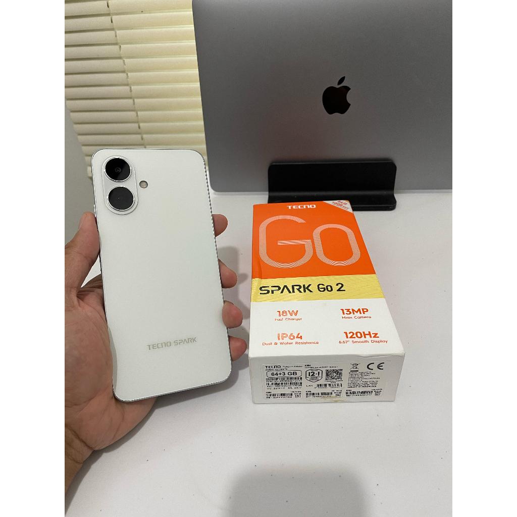 TECNO Spark Go 2 Bekas Second Fullset 3/64GB Hitam Putih