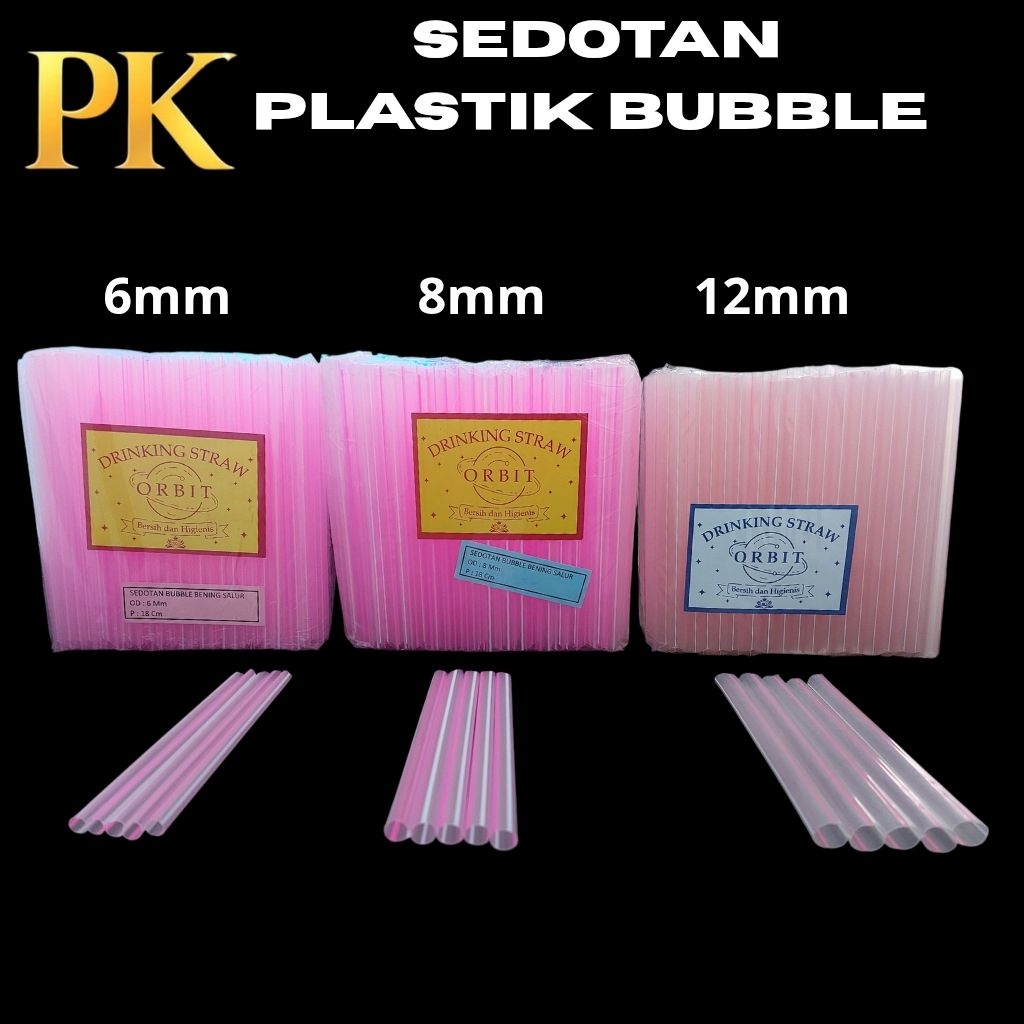 Sedotan Plastik Bubble Bening Salur Jus Es Jeruk Teh Pop Ice Sedotan Warna Warni Ekonomis BOBA