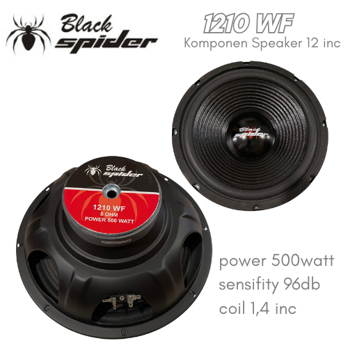 BLACK SPIDER Speaker Komponen 1210WF Woofer 12 Inch Baru 8 Ohm 35Hz 500watt