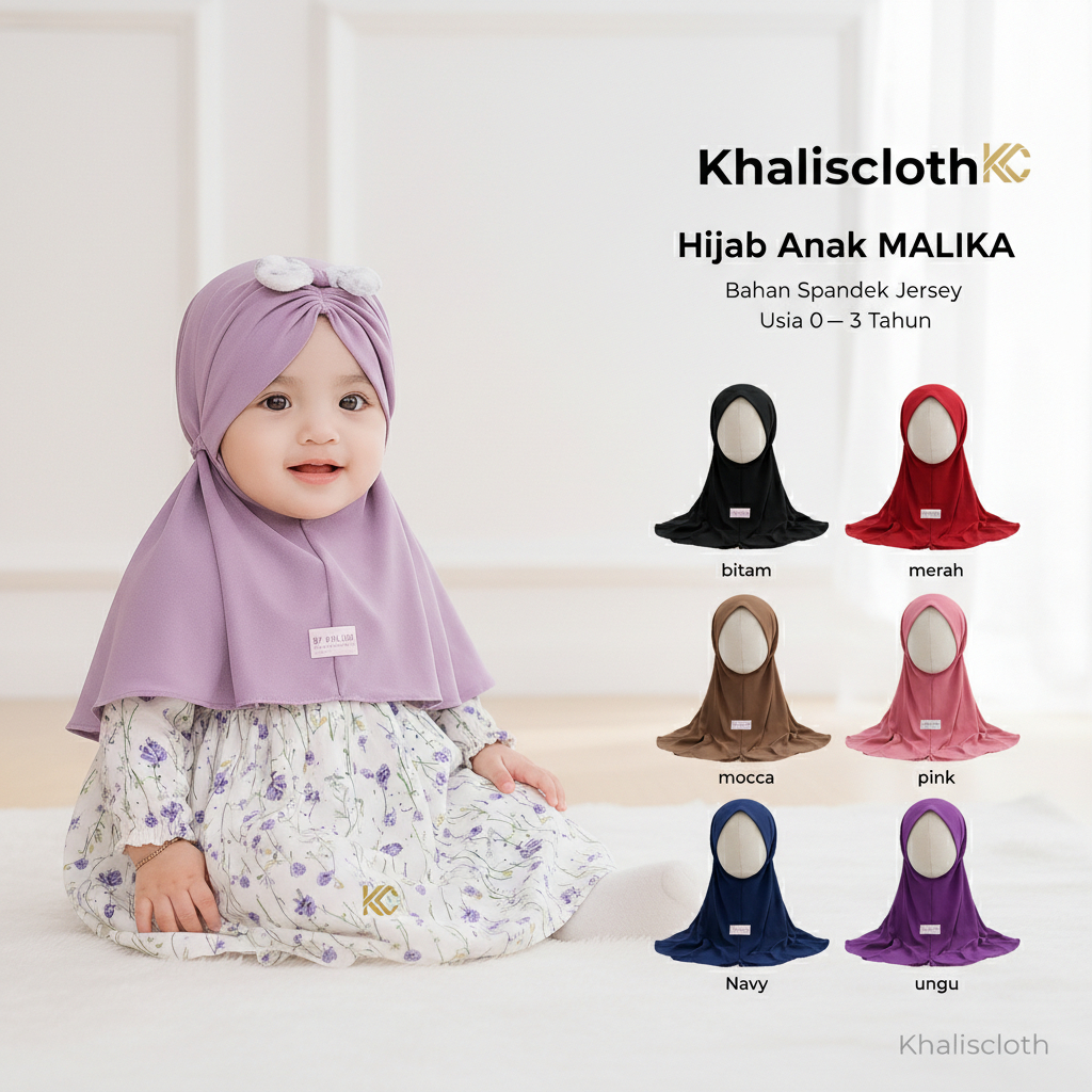 Jilbab Instan Bayi Lucu Motif Dasi Untuk Usia 0-3 Tahun Bahan Jersey Premium