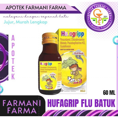 HUFAGRIP FLU BATUK SYR 60ML (KUNING) / HUFAGRIP KUNING / 60 ML / OBAT PILEK HIDUNG TERSUMBAT ANAK / 
