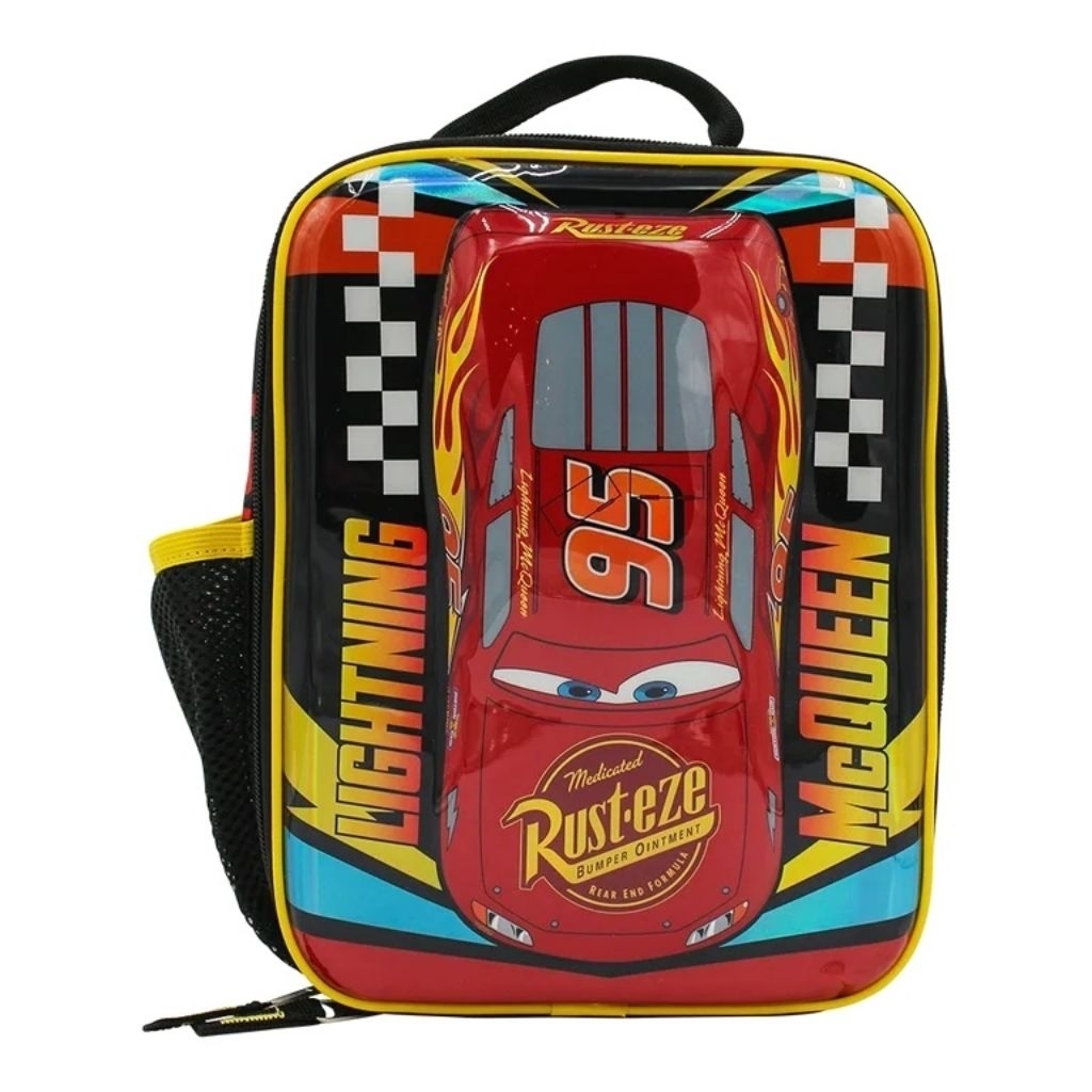 Tas Bekal Makan Anak 3D Disney Cars McQueen Merah Hitam Laki Laki Lunch Bag Original Lavie Stuff