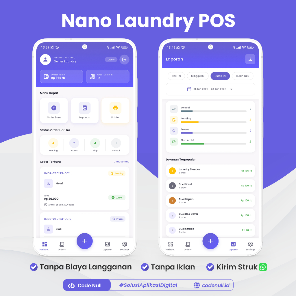 Aplikasi Android - Nano Laundry POS
