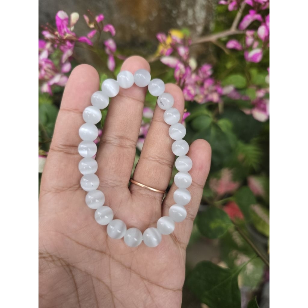 Gelang Selenite bead 7 mm