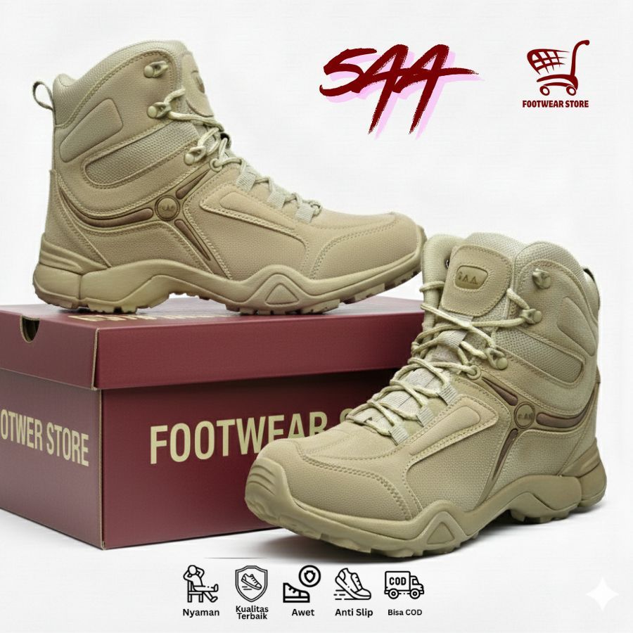 Sepatu Safety Pria Tactical 5AA / Sepatu Satpol PP PDL Murah / Sepatu Safety Boots Ujung Besi Sepatu