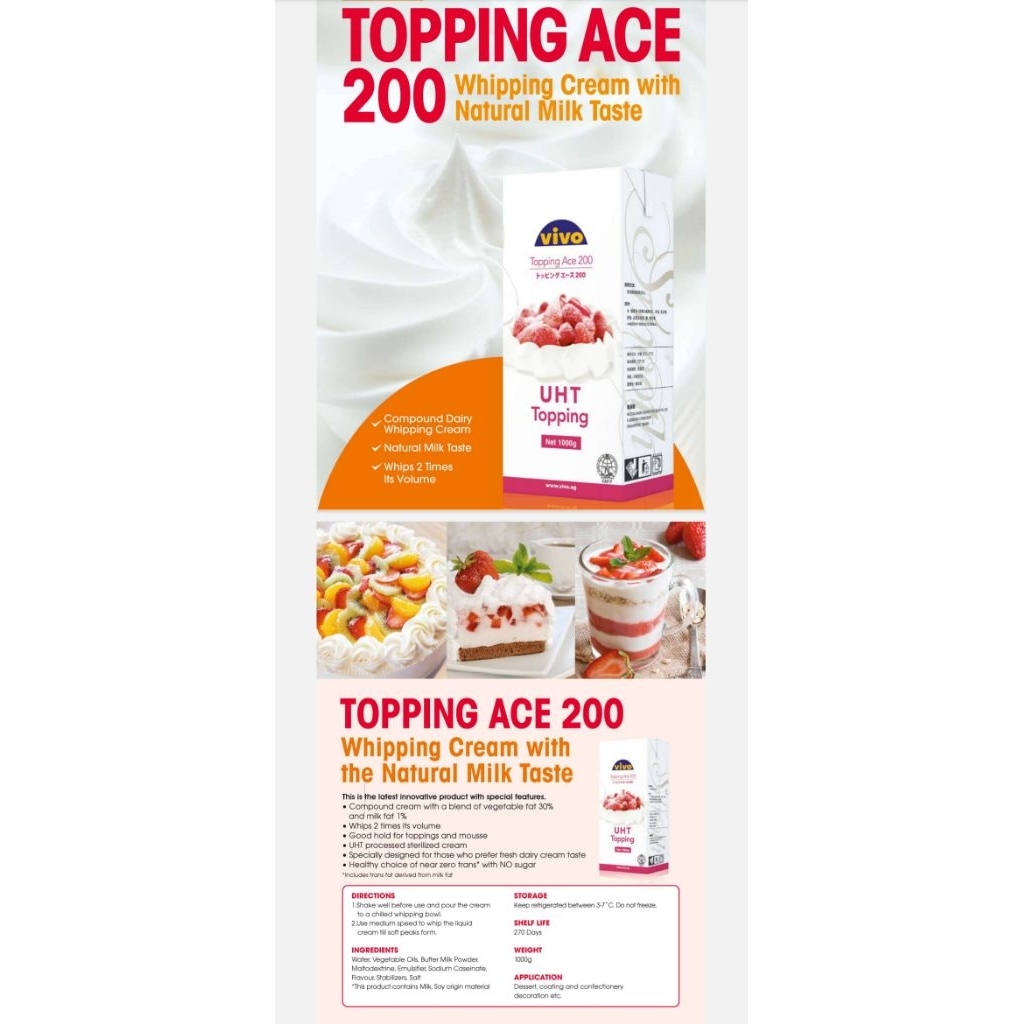 Vivo whipping Topping ace200 1000ml