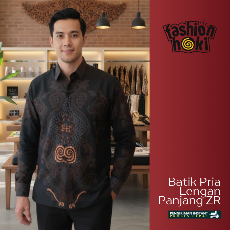 Kemeja Batik Pria ZR Lengan Panjang Elegan Mewah Fashion Hoki Jogja