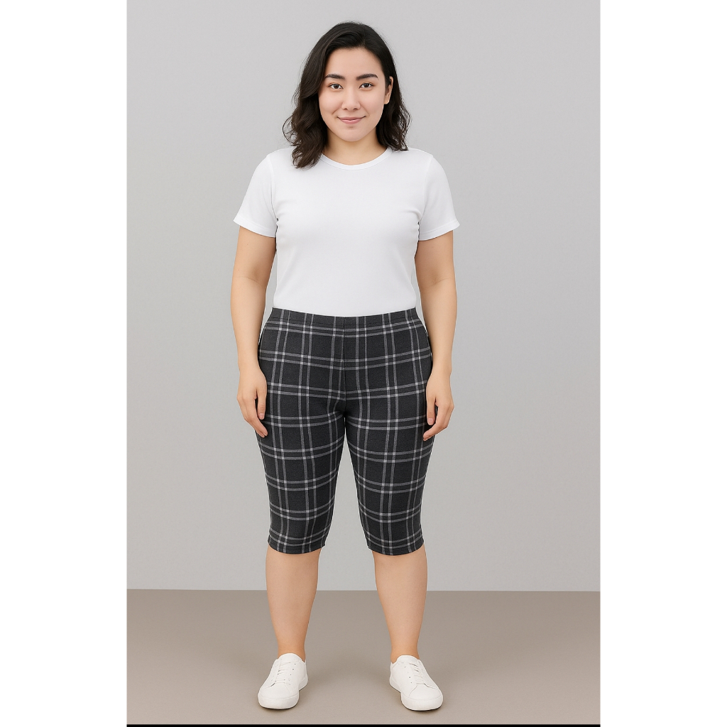 Celana Pendek Wanita Kulot Motif Garis Kekinian