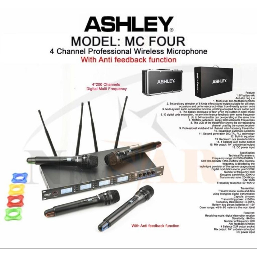 Mic Wireless Ashley MC FOUR Original 4 Mic Handheld Ashley MCFour