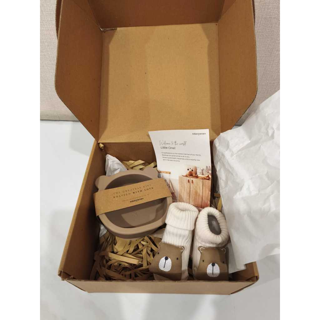 [NEW EX KADO] Sukanyaman Baby Gift Set - Hampers Bayi Premium Silicone Bowl & Kaos Kaki Bear - Like 