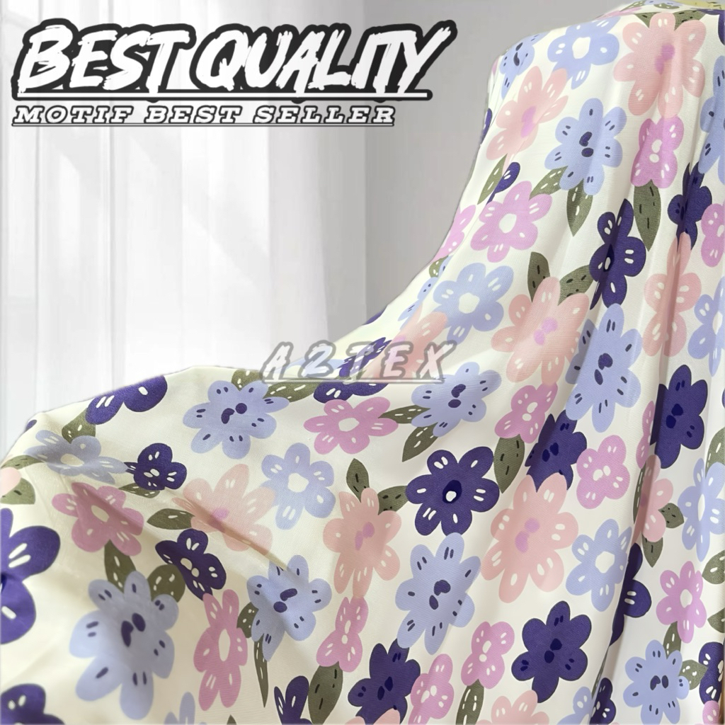 Kain Katun Rayon Viscose || Kain Rayon Motif Bunga Terlaris || Bahan Kain Lembut Cantik Buat Daster,